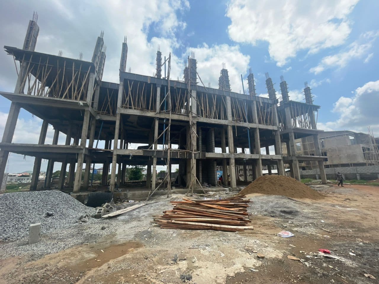 Interns at construction site